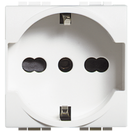 N4140/16 Розетка 2П + заземление (центр., боков.) 16А с защитными шторками 2 модуля Bticino