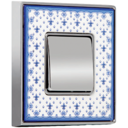 FD01341AZCB Рамка Vintage Porcelain Голубой / Хром 1-постовая Fede