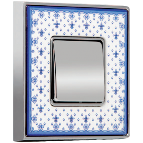 FD01341AZCB Рамка Vintage Porcelain Голубой / Хром 1-постовая Fede