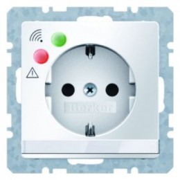 41086089 Розетка SCHUKO с защитой от перенапряжения и полем для надписи цвет: полярная белизна, с эффектом бархата, Q.1 Berker