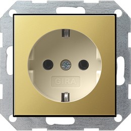 0466614 Розетка с заземляющими контактами без "лапок" для крепления Латунь Gira