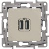 672394 Зарядное устройство с двумя USB-разьемами 240В/5В 2400мА - Etika - слоновая кость Legrand