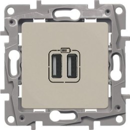 672394 Зарядное устройство с двумя USB-разьемами 240В/5В 2400мА - Etika - слоновая кость Legrand