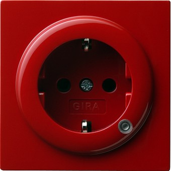 018243 Розетка с заземляющими контактами 16А/250В с индикатором Красный Gira S-color