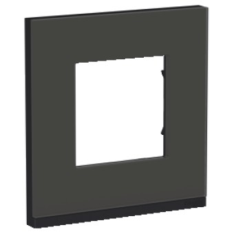 NU600286 Рамка Unica Pure Черное стекло / антрацит 1-постовая Schneider Electric