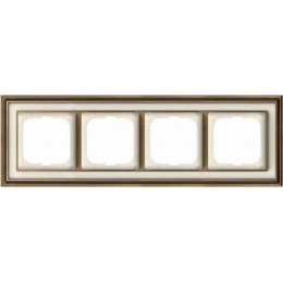1724-848-500 Рамка Dynasty Латунь античная белое стекло 4-постовая ABB