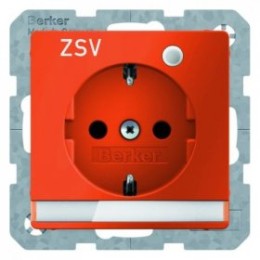 41106014 Штепсельная розетка SCHUKO с контрольной лампой, полем для надписи цвет: оранжевый, бархат, Q.1 Berker