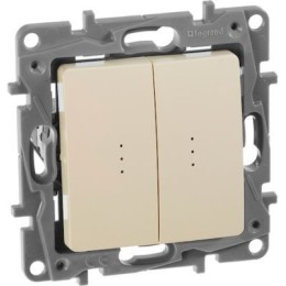 672316 Выключатель/переключатель двухклавишный с подсветкой - Etika - 10 A - 250 В~ - слоновая кость Legrand