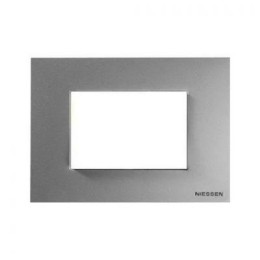 N2473 PL Рамка итальянского стандарта Zenit Серебро 3 модуля ABB