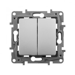 672402 Выключатель двухклавишный - автоматические клеммы - Etika - 10 AX - 250 В~ - алюминий Legrand
