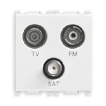 14303 Розетка tv-fm-sat концевая с 3 выходами английский стандарт, белая Vimar Plana