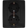 1590451-038 Розетка двойная с заземлением Schuko с защитными шторками, винтовой зажим, 16А 250В, графит Simon 15
