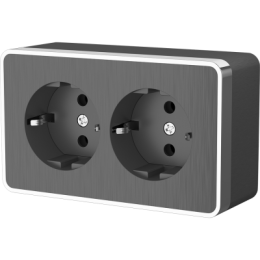 WL15-02-03 Розетка двойная с заземлением Gallant (графит рифленый) Gallant Werkel a041398