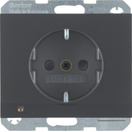 41097006 Розетка SCHUKO с подсветкой для ориентирования, K.1, цвет: антрацитовый Berker