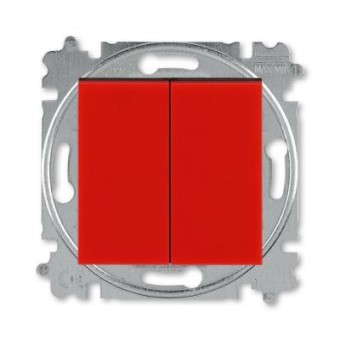Выключатель кнопочный двухклавишный ABB Levit красный / дымчатый чёрный 3559H-A87445 65W 2CHH598745A6065