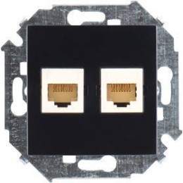 1591552-038 Розетка компьютерная двойная RJ45 кат.5e (AMP), графит Simon 15