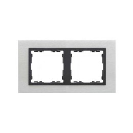 82827-31 Рамка декоративная, 2 поста, Simon 82 Nature, Металл, матовая сталь-графит