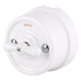 WL18-01-03 Переключатель одноклавишный (белый) Ретро Favorit Runda Werkel a036793