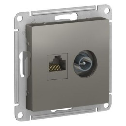 ATN000989 Atlasdesign Розетка двойная ТВ + компьютерная RJ45, кат. 5Е, Сталь Schneider Electric
