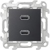 2411090-038 Коннектор 2хUSB, графит Simon 24