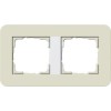 0212417	 Рамка с белой подложкой E3 Песочный / Белый 2-постовая Gira