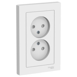ATN000122 Atlasdesign Розетка двойная без заземления со шторками,16А, в сборе, Белый Schneider Electric