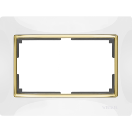 WL03-Frame-01-DBL-white-GD Рамка для двойной розетки (белый/золото) Snabb Werkel a035260