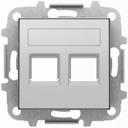 8518.2 PL Накладка для 2-го суппорта/разъёма типа 2017 или 2018 шторками и полем серебряный, ABB