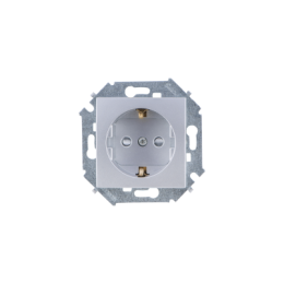1591432-033 Розетка с заземлением Schuko, 16А 250В, винтовой зажим, алюминий Simon 15