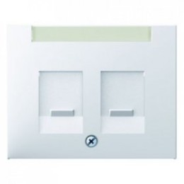 11827009 Центральная панель с заслонками от пыли и полем для надписи цвет: полярная белизна, с блеском K.1 Berker