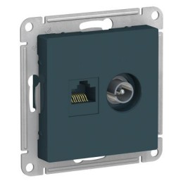 ATN000889 Atlasdesign Розетка двойная ТВ + компьютерная RJ45, кат. 5Е, Изумруд Schneider Electric