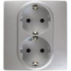672423 Розетка 2 x 2К+З - немецкий стандарт - винтовые зажимы - 16 А - 250 В~ - Etika - алюминий Legrand