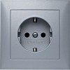 47229939 Штепсельная розетка SCHUKO с крышкой цвет: алюминий, матовый S.1 Berker