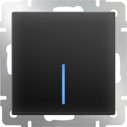 WL08-SW-1G-LED Выключатель одноклавишный  с подсветкой (черный матовый) Antik Werkel a029871