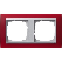 021292 Рамка Event Красный / Алюминий 2-постовая Gira