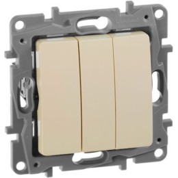672313 Выключатель трехклавишный - Etika - 10 A - 250 В~ - слоновая кость Legrand