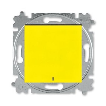 Выключатель кнопочный одноклавишный с подсветкой ABB Levit жёлтый / дымчатый чёрный 3559H-A91447 64W 2CHH599147A6064