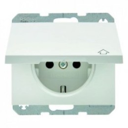 47517209 Штепсельная розетка SCHUKO с откидной крышкой цвет: полярная белизна, с блеском K.1 Berker