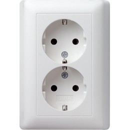 078003 Розетка двойная с заземляющими контактами в комплекте с рамкой белый глянец Белый Gira