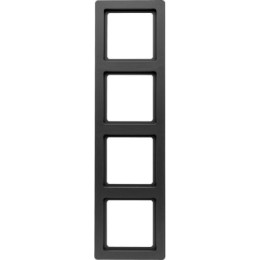 10146086 Рамка Q.1 Антрацит с эффектом бархата 4-постовая вертикальная Berker