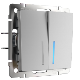 WL06-SW-2G-2W-LED Выключатель двухклавишный проходной с подсветкой (серебряный) Antik Werkel a029827