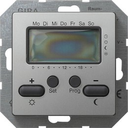 2370203 Термостат 230V с часами и функцией охлаждения Алюминий Gira E22