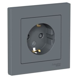 ATN000744 Atlasdesign Розетка с заземлением со шторками, 16А, в сборе, Грифель Schneider Electric