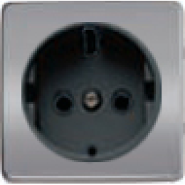 FD04335CB-M Обрамление розетки 2к+з, цвет bright chrome, черный FEDE