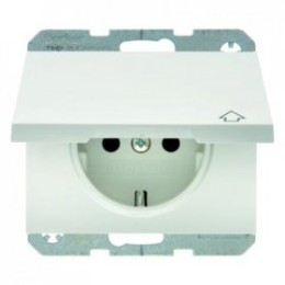 47517109 Штепсельная розетка SCHUKO с откидной крышкой цвет: полярная белизна, с блеском K.1 Berker