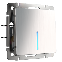 WL02-SW-1G-2W-LED Выключатель одноклавишный проходной с подсветкой (глянцевый никель) Antik Werkel a030791