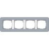 0214414	 Рамка с белой подложкой E3 Серо-голубой / Белый 4-постовая Gira
