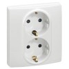 672233 Розетка 2 x 2К+З со шторками - немецкий стандарт - автоматические зажимы - 16 А - 250 В~ - Etika - белый Legrand