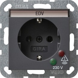 045128 Розетка с защитой от перенапряжения Антрацит Gira