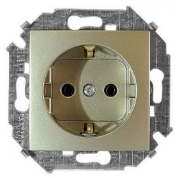 1591432-034 Розетка с заземлением Schuko, 16А 250В, винтовой зажим, шампань Simon 15